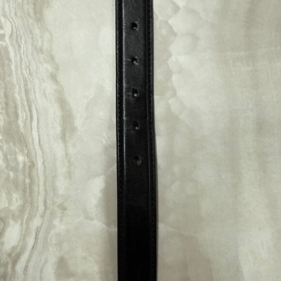 L. L. Bean Mens Black Leather Chino Belt Solid Brass Silver Tone Buckle Size 40 - Picture 6 of 7